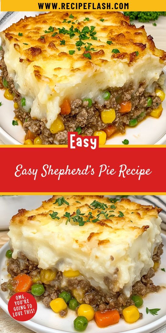 two plates with different types of shepherd's pies on them and the same one is