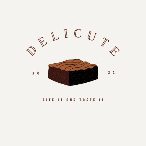 a piece of chocolate cake with the word delicute on it's side