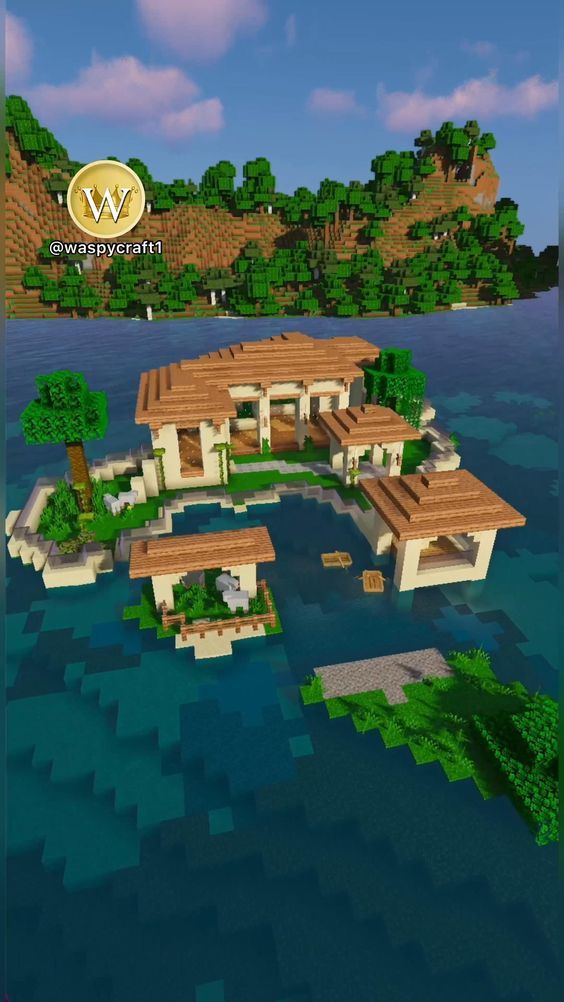 Small Island House, Minecraft Water House, Minecraft Beach House, Minecraft Underwater, Construction Minecraft, Modern Minecraft Houses, Case Minecraft, Minecraft Garden, Houses Minecraft