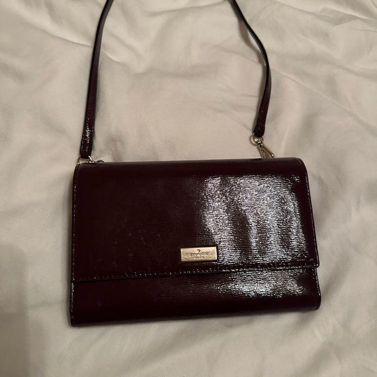 Bag Has Never Been Used, Can Be Worn Over The Shoulder Or Crossbody And Has Interior Slots For 6 Cards, A Pocket With A Zip, And An Exterior Pocket On The Back. Kate Spade Formal Pouch Shoulder Bag, Formal Kate Spade Pouch Shoulder Bag, Purple Shoulder Bag, Bags Kate Spade, Kate Spade Bags, Kate Spade Bag, Color Purple, Slots, Shoulder Bags