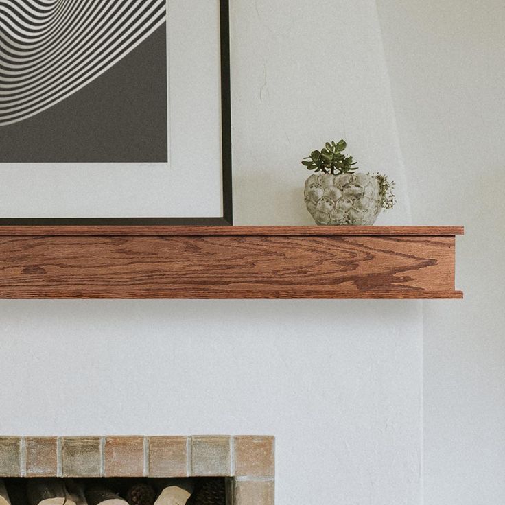 Shown in Provincial Stain Wooden Mantel Shelf, Family Photos Decor, Fireplace Mantle Wood, Fireplace Mantel Modern, Fireplace Mantle Ideas, Walnut Mantle, Wood Mantle Fireplace, Modern Mantel, Wood Mantel Shelf