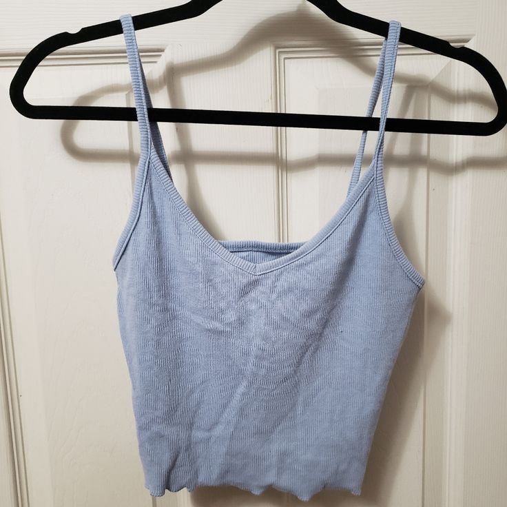 Womens Blue Crop Tank Top Seamless Light Blue Crop Top For Spring, Light Blue Seamless Tank Top For Spring, Spring Blue Seamless Tank Top, Casual Blue Cami Crop Top, Blue Seamless Crop Top For Spring, Blue Crop Top Tank Top For Spring, Blue Seamless Tops For Spring, Blue Seamless Top For Spring, Blue Cami Crop Top For Spring