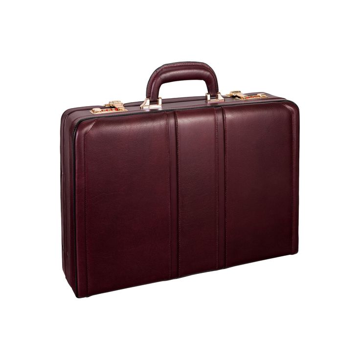 Wherever you go, you'll want to bring this McKlein briefcase. Main compartment expands 1-in. for extra space. Three-digit combination lock adds extra security. Organizer and file folder keep essentials close at hand. Compartment opens and stays upright for convenience. Protective feet keep case from falling over. 13"H x 18"W x 4 1/2"D Leather Snap closures Manufacturer's 1-year limited warrantyFor warranty information please click here Model Numbers: Black: 80465 Brown: 80464 Size: ATTACHE. Colo Classic Business Case, Classic Red Briefcase For Formal Occasions, Portable Rectangular Cases For Business, Portable Rectangular Briefcase For Business Trips, Red Rectangular Briefcase For Formal Use, Luxury Vintage Briefcase With Detachable Handle, Business Portable Rectangular Case, Rectangular Portable Business Case, Classic Protective Business Case