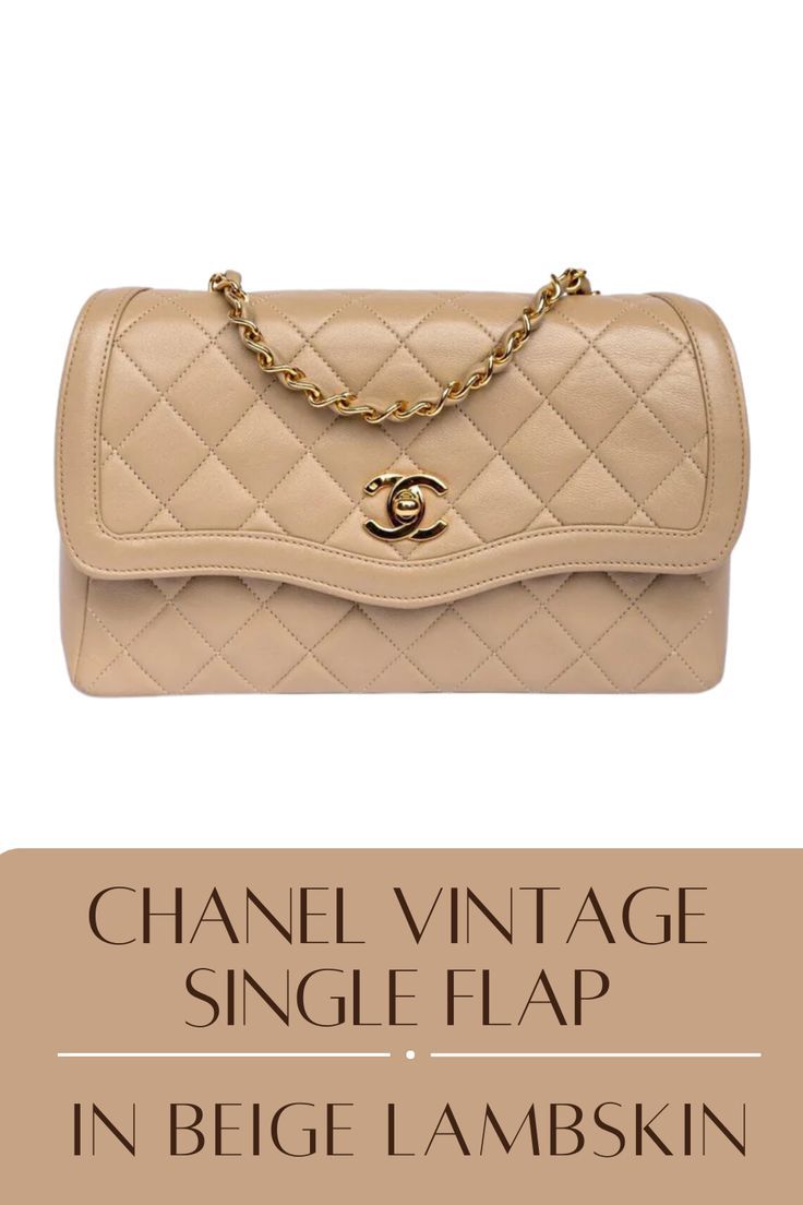 #Chanel #Vintage #Single #Flap #In #Beige #Lambskin Chanel Vintage, Fashion House, Vintage Chanel, French Fashion, Chanel Handbags, Lambskin Leather, Hands On, Chanel, Handbags