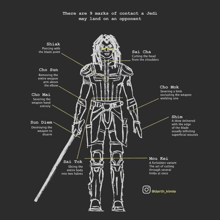 the anatomy of a character from star wars, with descriptions and description on black background