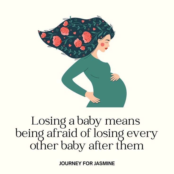 a pregnant woman with flowers on her head and text reading losing a baby means being afraid of losing every other baby after them