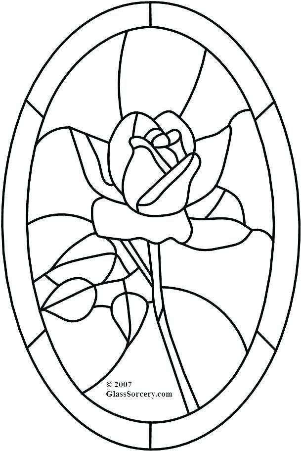 a stained glass window with a rose in it