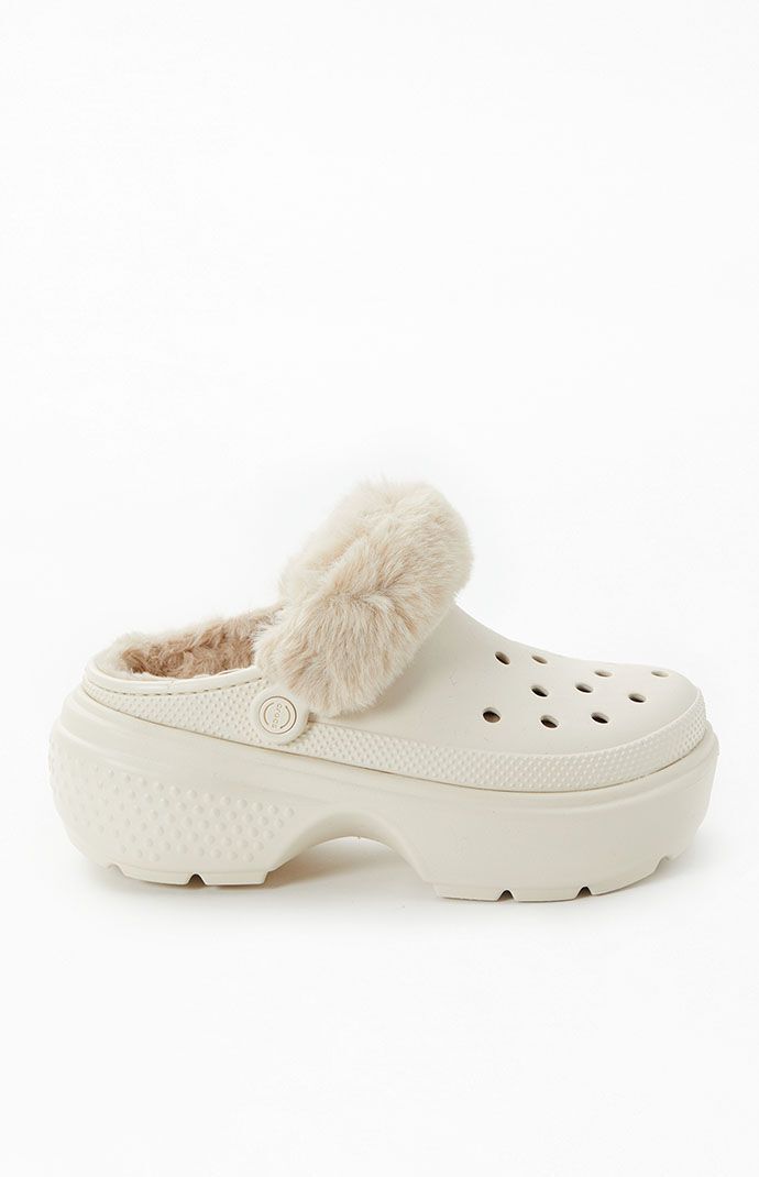 The Women's Stomp Lined Clogs from Crocs makes for a comfortable go-to this season. These clogs have a lightweight construction and feature an exaggerated lug sole, soft faux fur lining, and a platform heel for added height. 2.1" heel height Lightweight construction Exaggerated lug sole Soft faux fur lining Fuzz-wrapped pivotable backstrap Molded Croslite upper Mid-ankle collar height Crocs Womens Women's Stomp Lined Clogs - Ivory size 6 Crocs With Fur, Platform Crocs, My Mobile Number, Doll Wardrobe, Platform Heel, Womens Clogs, Crocs Shoes, Lug Sole, Shoe Game