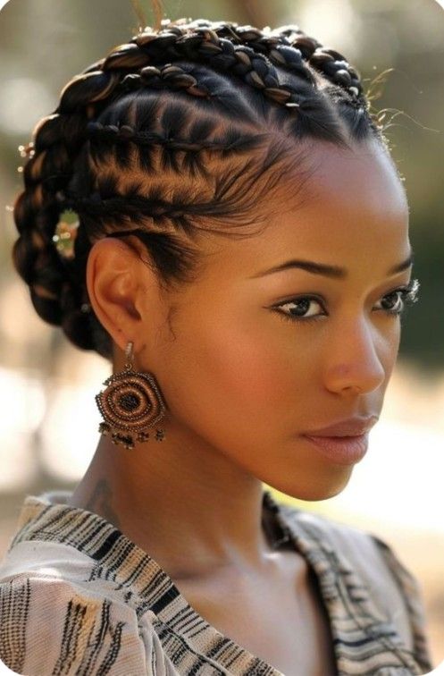 Braided Cornrow Hairstyles, Pelo Afro, Hair Twist Styles, Natural Curls Hairstyles, Natural Hair Updo, Braided Hairstyles Updo, Penteado Cabelo Curto, Natural Hair Braids, Cornrow Hairstyles