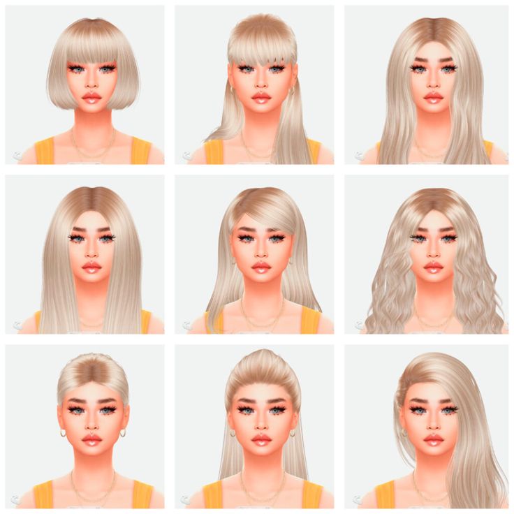 many different types of blonde hair for the simse girl in the game, which is also