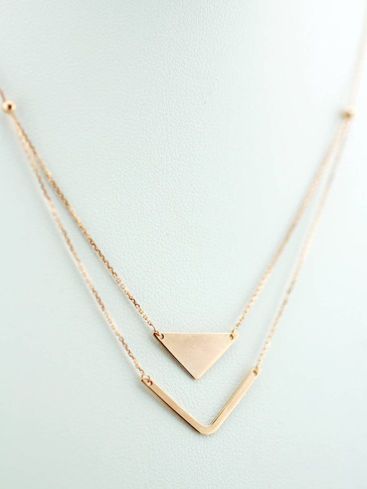 "14K Solid Gold Geometric Layered Necklace Double Pendant Necklace Celebrity Necklace Minimalist Necklace with Adjustable Chain ≫ Product Details ◈ Handmade / Handcrafted Fine Jewelry ◈ Pendant Size: 27mm (Width) ◈ Metal: 14K Solid Gold ◈ Gold Color: White gold, Yellow gold ◈ Chain Length: Adjustable from 16\" ~ 18\" ≫ Please read our FAQ below for more detail." Dainty Long Rose Gold Necklace, Minimalist Rose Gold Metal Chain Necklace, Minimalist Rose Gold Double Chain Jewelry, Minimalist Rose Gold Double Chain Necklace, Minimalist Rose Gold Necklace With Double Chain, Minimalist Rose Gold Layered Necklace With Adjustable Chain, Minimalist Rose Gold Pendant Chain Necklace, Minimalist Everyday Metal Layered Necklace, Minimalist Rose Gold Chain Necklace For Layering