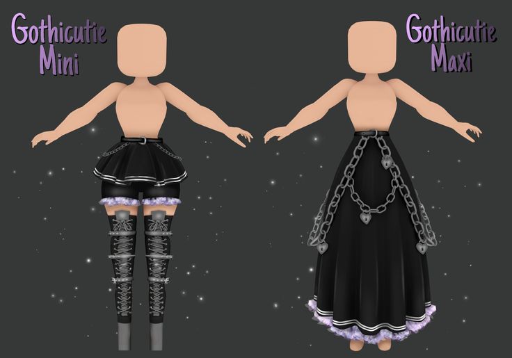 two different poses of a woman in gothic style clothing with chains around her waist and legs