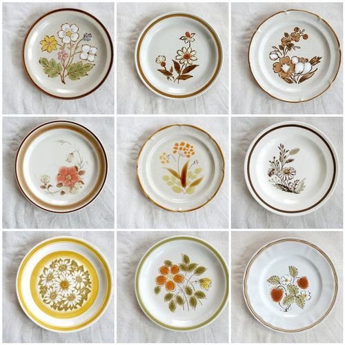 nine plates with different designs on them