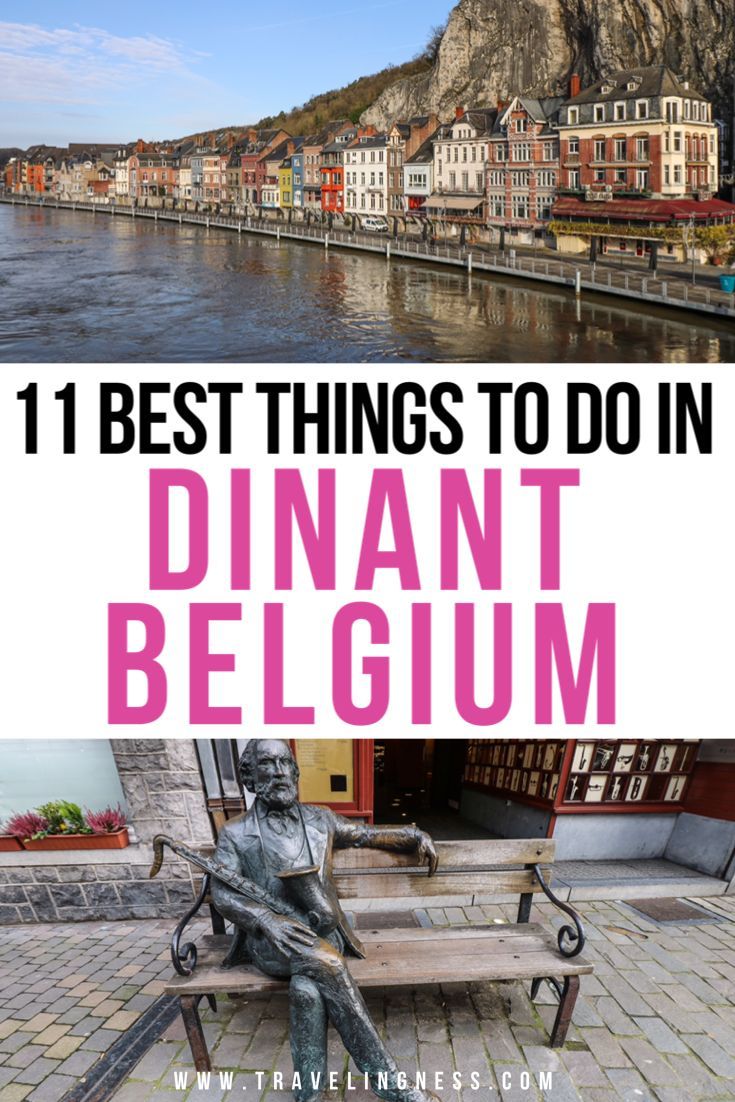 a bench with the words 11 best things to do in dinant belgium