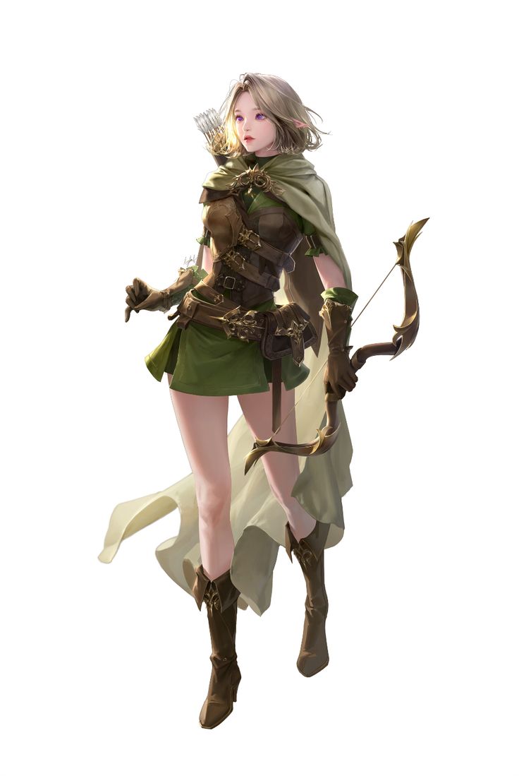 a female character is holding a bow and arrow