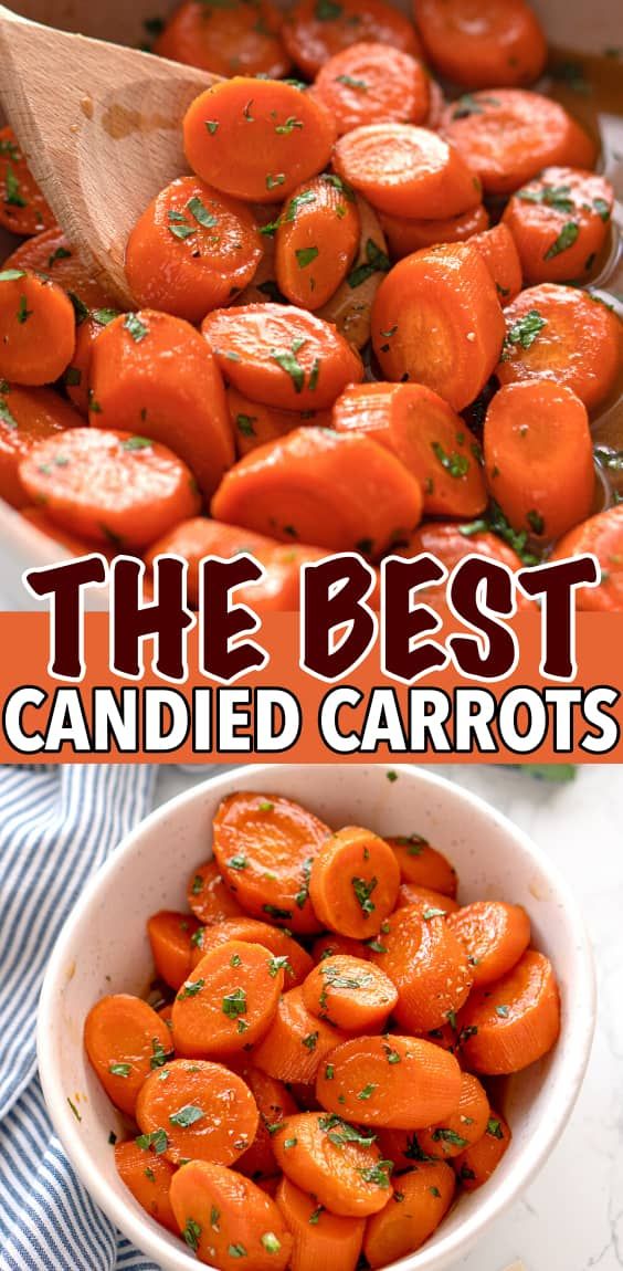 the best candied carrots recipe in a white bowl