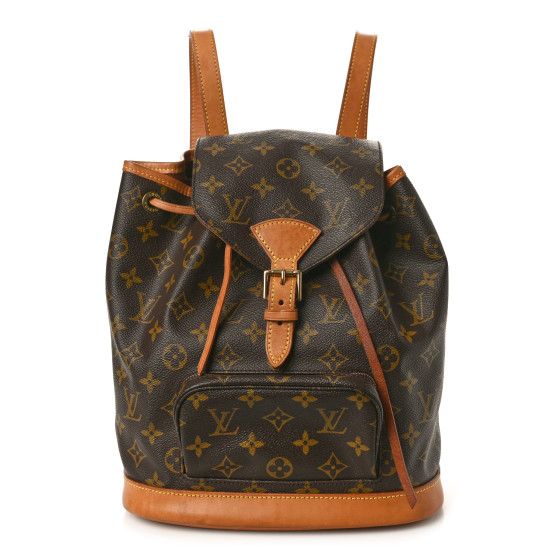 This is the authentic LOUIS VUITTON Monogram Montsouris MM Backpack. This versatile backpack is crafted of classic monogram coated canvas. The bag features a front zipper pocket, and natural vachetta cowhide leather trim including the base, top handle, and adjustable backpack straps. The bag opens with a belt buckle to a cocoa brown fabric interior and a patch pocket. Luxury Backpack With Leather Handles And Coated Canvas, Classic Travel Backpack In Monogram Canvas, Classic Monogram Canvas Travel Backpack, Classic Monogram Canvas Standard Backpack, Designer Backpack In Signature Coated Canvas For Everyday Use, Classic Monogram Canvas Backpack, Classic Brown Monogram Canvas Backpack, Classic Coated Canvas Backpack, Monogram Canvas Backpack For Daily Use