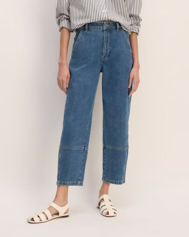 The Utility Barrel Pant New Blue – Everlane Everlane Outfit, Utility Barrel Pant, Barrel Pants, Farm Work, Utility Pants, Wide Leg Denim, Work Pants, Spring Summer Fashion, Blue Denim