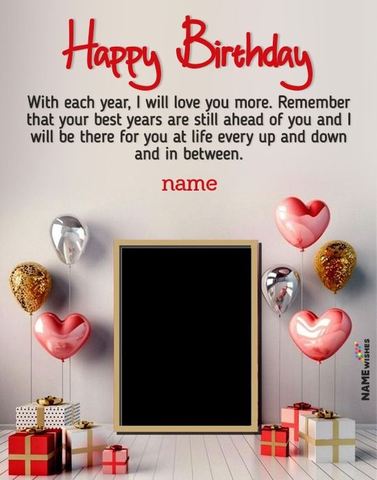 a birthday card with balloons and presents