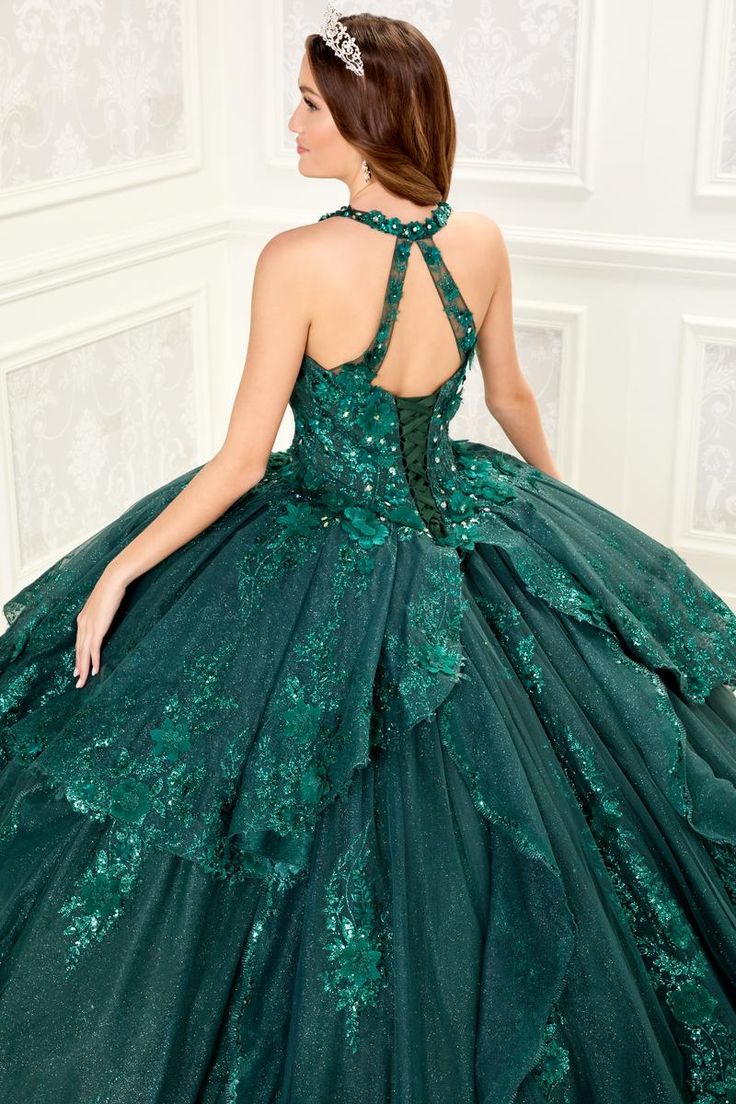 The fabric in this Princesa by Ariana Vara Quinceanera dress is Embroidered Lace with sequins, Glitter Tulle, Three-Dimensional Flowers, Beading, Stone Accents . Detachable Halter Piece Included Plus Size Ball Gown, May Queen, Quince Dress, Princess Sleeves, Bodice Top, Quinceanera Dress, Ball Gown Skirt, Corset Lace, Chapel Train