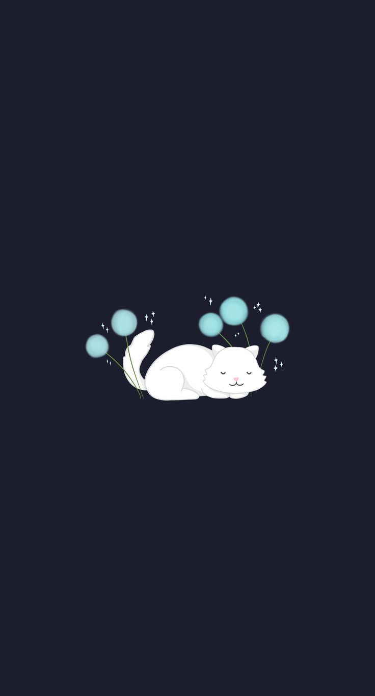 A sleeping white cat amongst glowing blue dandelions Sleep Mode Wallpaper, Sleep Wallpaper, Serene Wallpaper, Wallpaper For Your Phone, Cat Wallpaper, White Cat, Phone Wallpapers, Dandelion, Phone Wallpaper