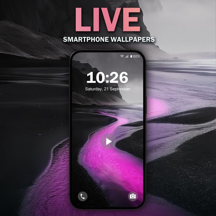 an image of a cell phone with the live wallpapers on it's screen