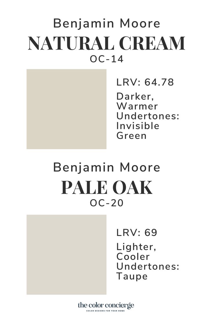 an advertisement for the benannn moore natural cream color scheme, featuring two shades of white