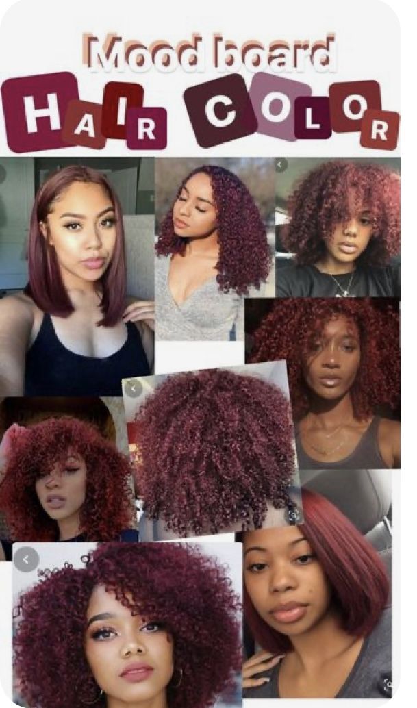 Auburn Curly Hair Natural, Black Natural Hair Dyed, Auburn Hair Color On Natural Hair, Hair Dye Idea For Black Hair, Morron Hair Color, Red Hair Ideas Curly Hair, Redish Burgundy Hair Color, Hair Colour Ideas For Black Curly Hair, Hair Color Ideas For Black Natural Hair