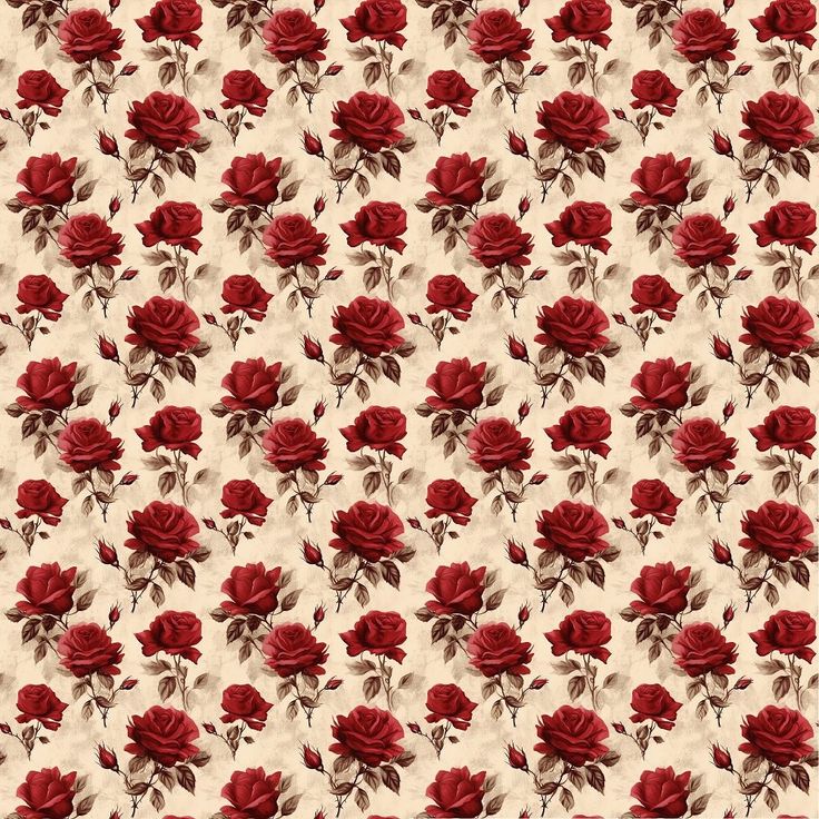 a red rose pattern on a white background