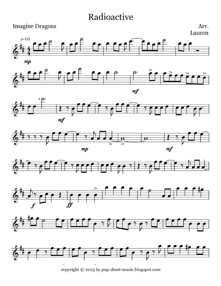 sheet music with the words radioactive on it