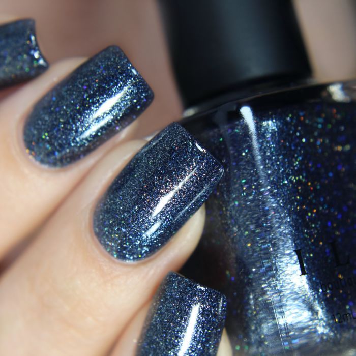 By Nightfall Navy Iridescent Nails, Midnight Blue Sparkle Nails, Ilnp Nail Polish Colors, Ilnp Eclipse, Ilnp Nail Polish Swatch, White Glitter Nails, Metallic Nail Polish, Fall Gel Nails, Nail Art Designs Summer