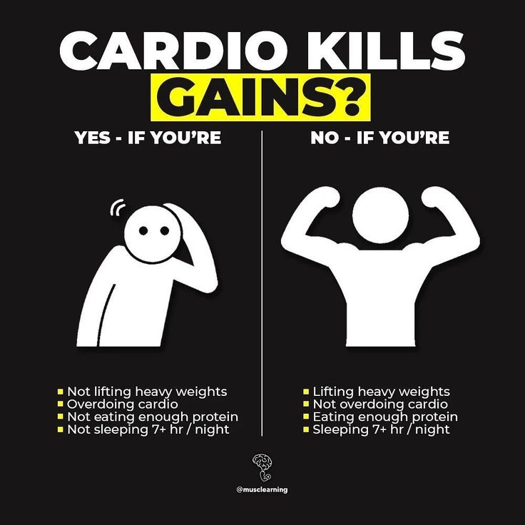 a poster with the words cardio kills gains and an image of a man holding his head