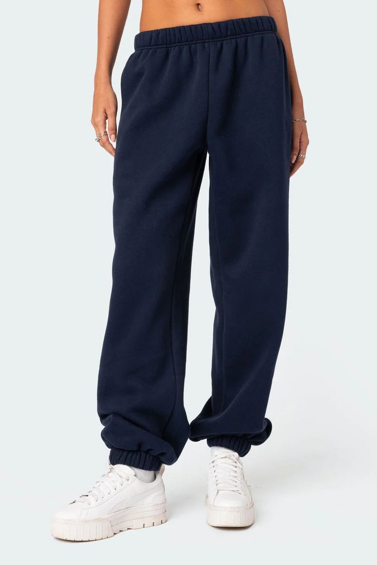 Oversized Sweatpants, Blue Sweatpants, Sweatpants Outfit, Wide Leg Sweatpants, Cute Pants, Sweat Pants, Back To School Outfits, Knit Pants, Drawstring Pants