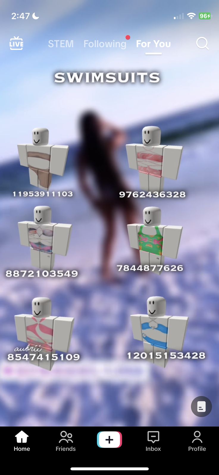 the screenshot shows different types of swimsuits