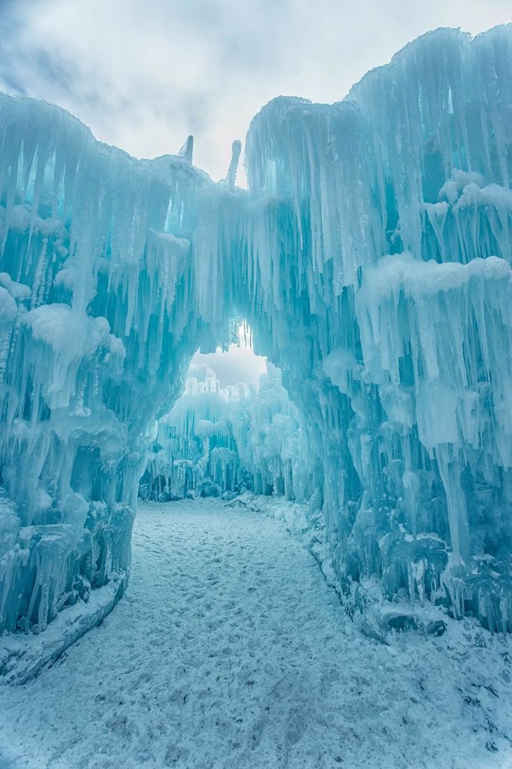 an ice cave in the middle of winter