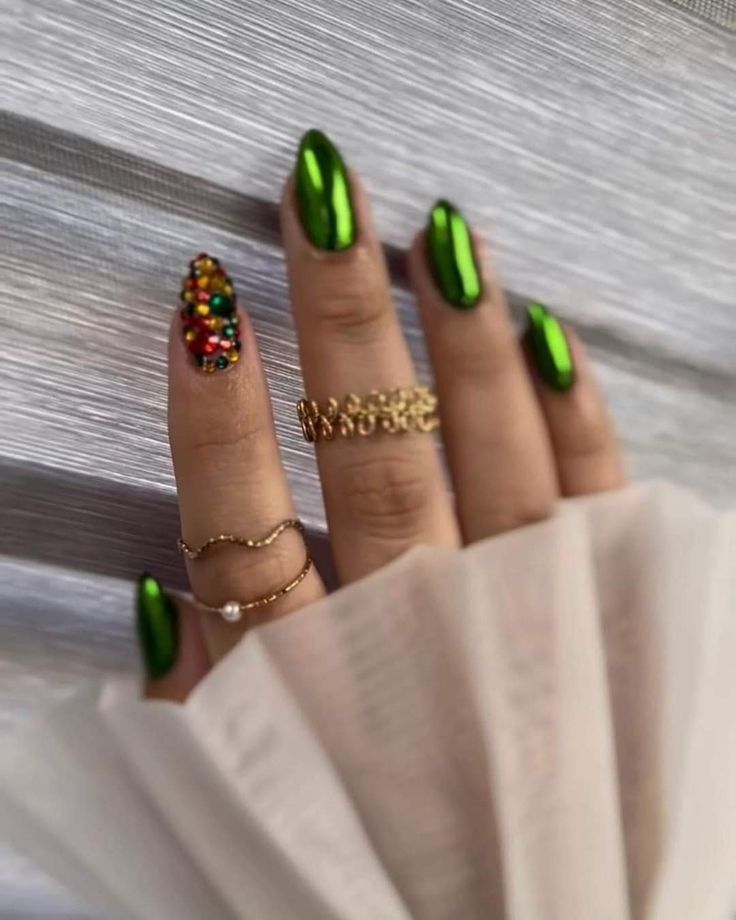 Gold Nail, Green Nail, Expecting Parents, Mixed Feelings, Nails Desing, Fire Nails, Funky Nails, Chic Nails, Fancy Nails