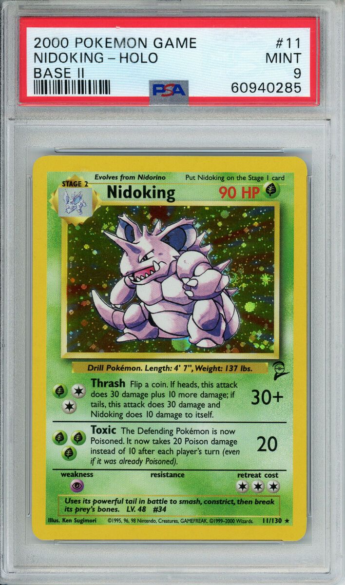 a pokemon card with the name niddking on it's front and back