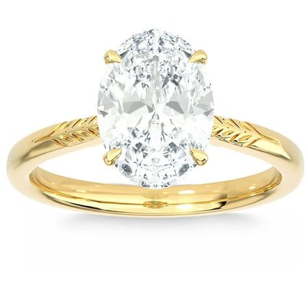 a yellow gold engagement ring with an oval cut diamond