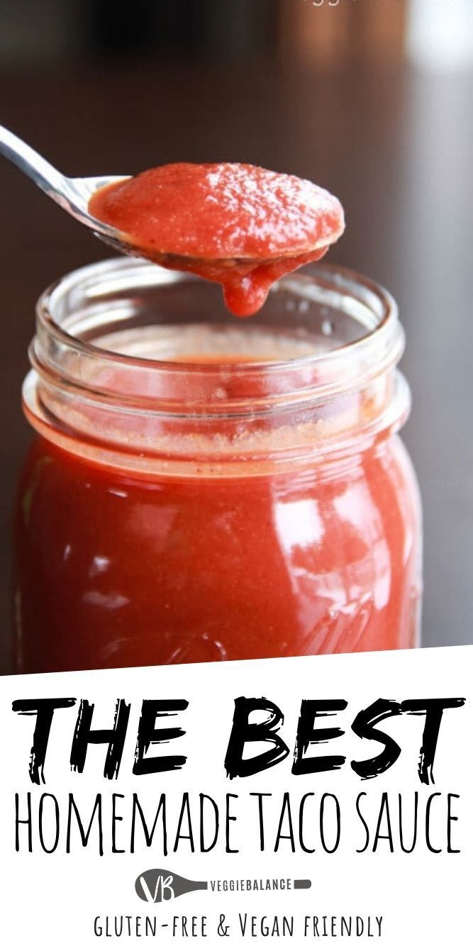 the best homemade taco sauce is in a jar with a spoon full of it