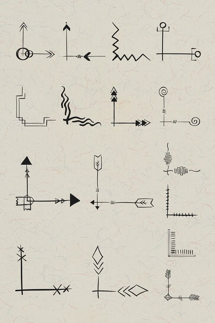 an image of various arrows drawn in black and white