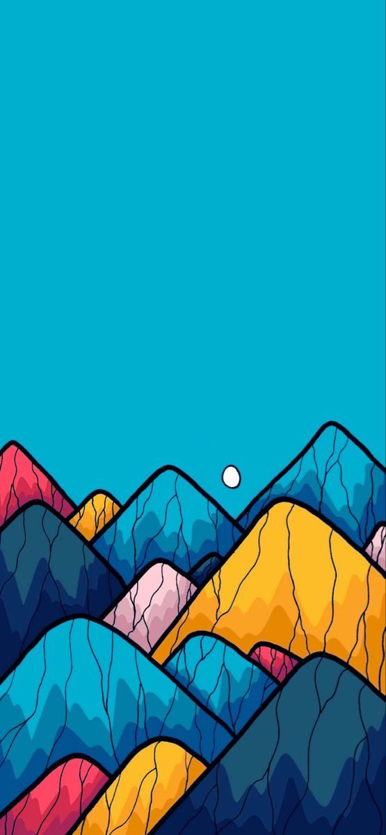 an abstract landscape with mountains and a moon in the sky