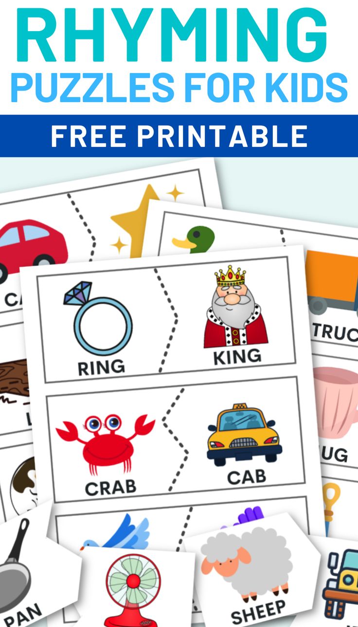 free printable rhyming puzzles for kids