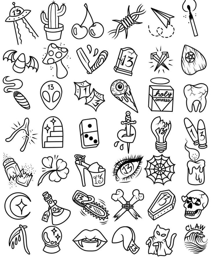 a large set of doodle drawings with different shapes and sizes, including the letter s