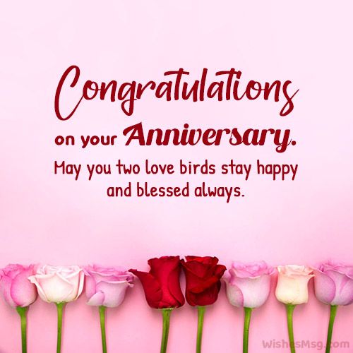 congratulationss on your anniversary may you two love birds stay happy and be loved always