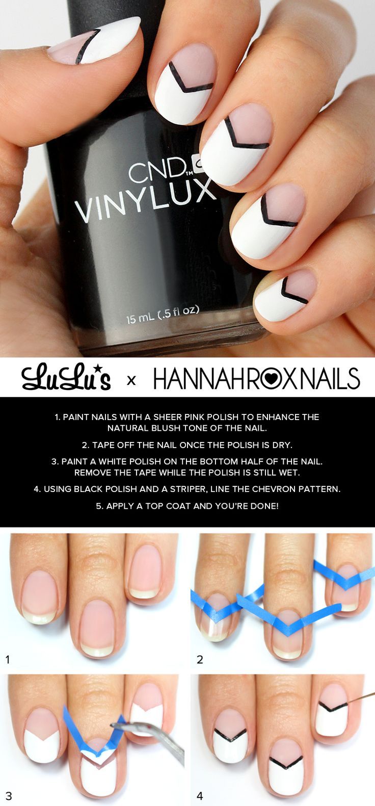 Nailart Tutorial, Black And White Nail Designs, Chevron Nails, Space Nails, Easy Nails, White Nail Designs, Black Nail Designs, Super Nails, Trendy Nail Design