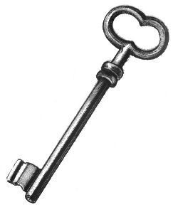 an old key with a heart shaped hole on the end is shown in black and white