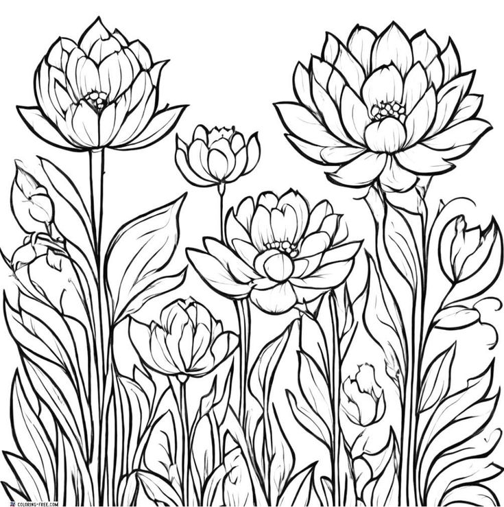 flowers coloring pages for adults and kids to print out on the table or use as wallpaper