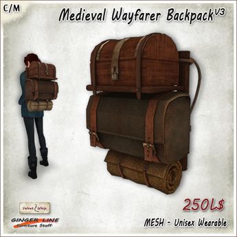 the medieval wayfare backpack v2 is made from wood and leather