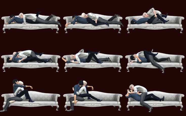 multiple images of a man laying on a couch