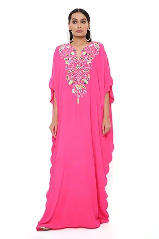 Shop for Payal Singhal Pink Crepe Floral Embroidered Kaftan for Women Online at Aza Fashions Pink Embroidered Floor-length Kaftan, Embroidered Pink Floor-length Kaftan, Pink Embroidered Maxi Kaftan, Pink Embroidered Maxi Length Kaftan, Embroidered Maxi Length Pink Kaftan, Embroidered Pink Maxi Kaftan, Pink Embroidered Maxi-length Kaftan, Multicolor Embroidered Kaftan With Dabka Work, Maxi Kaftan With Embroidered Neckline